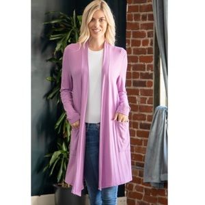 Mauve Long Sleeve Cardigan with Pockets